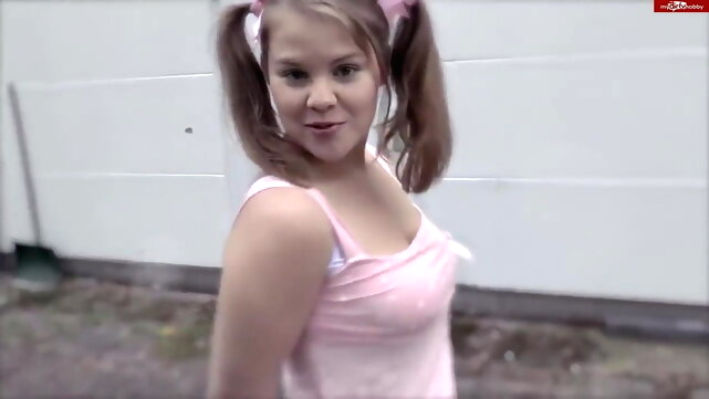 German girl with pigtails takes loads xxx cumshot video